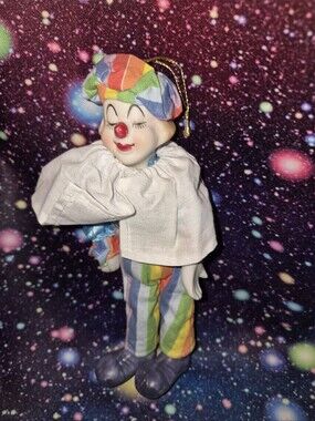 🤡 Vintage 8" Porcelain Clown Christmas Ornament 🤡💤 SLEEPY CLOWN NEEDS A HOME